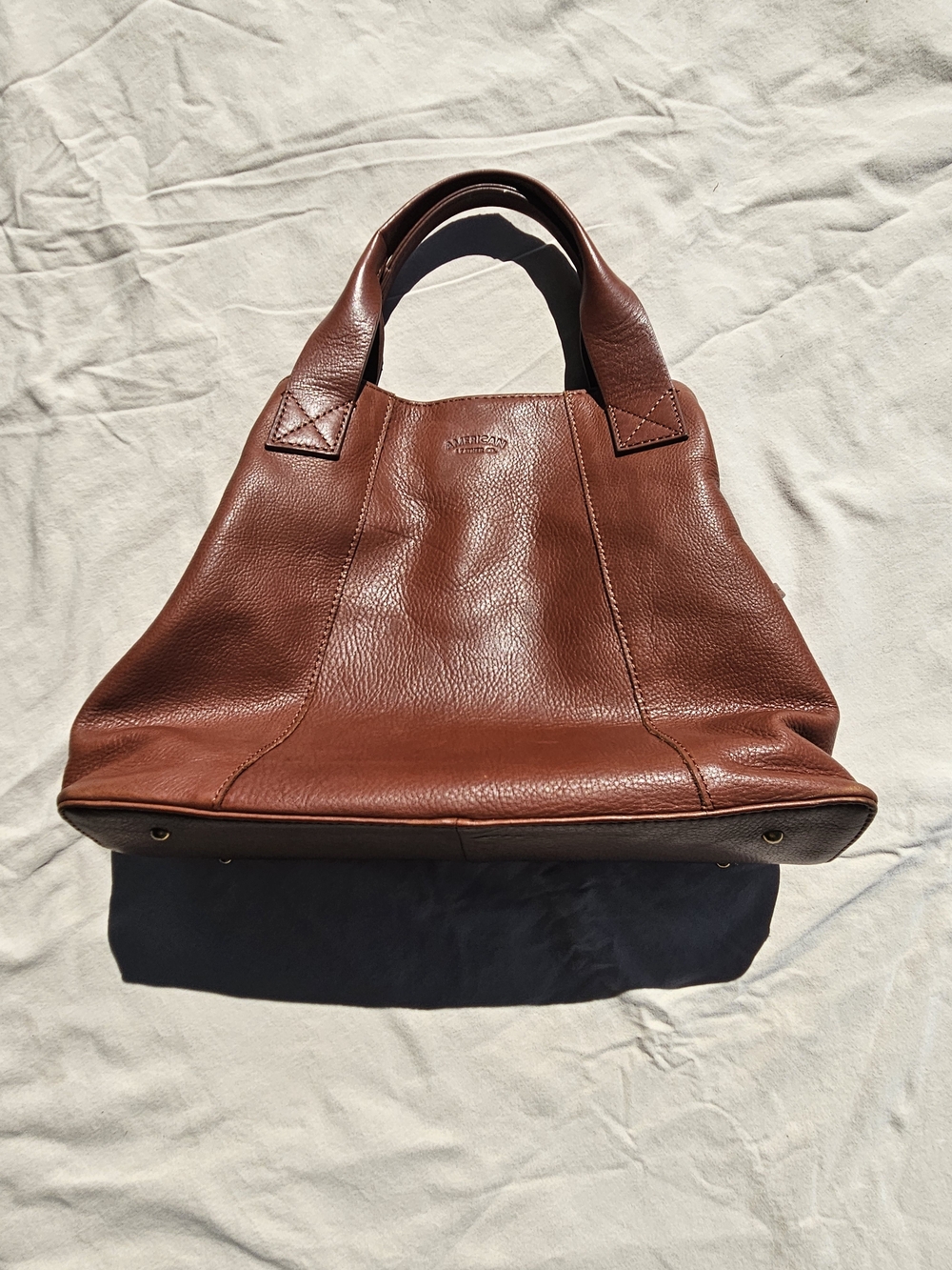American Leather Co. Ada Triple Entry Leather Satchel Bag - Medium Brown